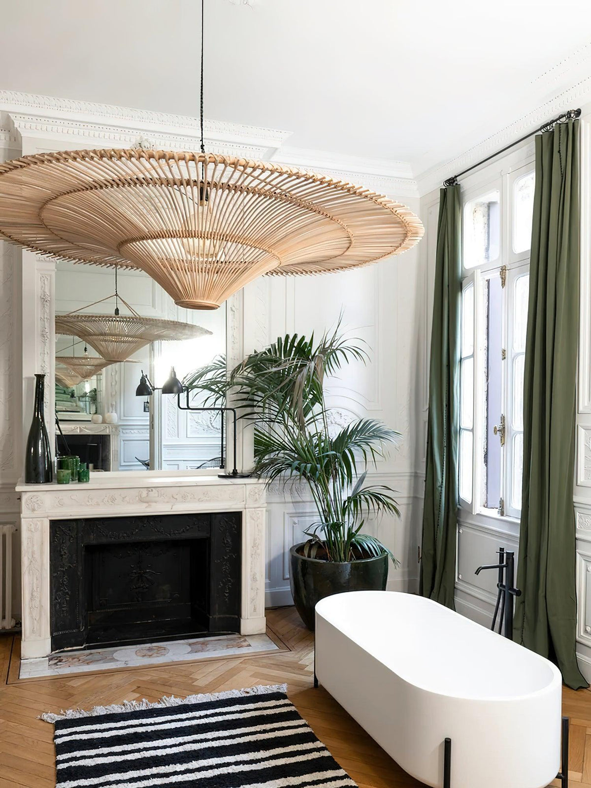 Costa Mesa Natural Rattan Chandelier – Modern Organic Pendant for Dining & Living Spaces