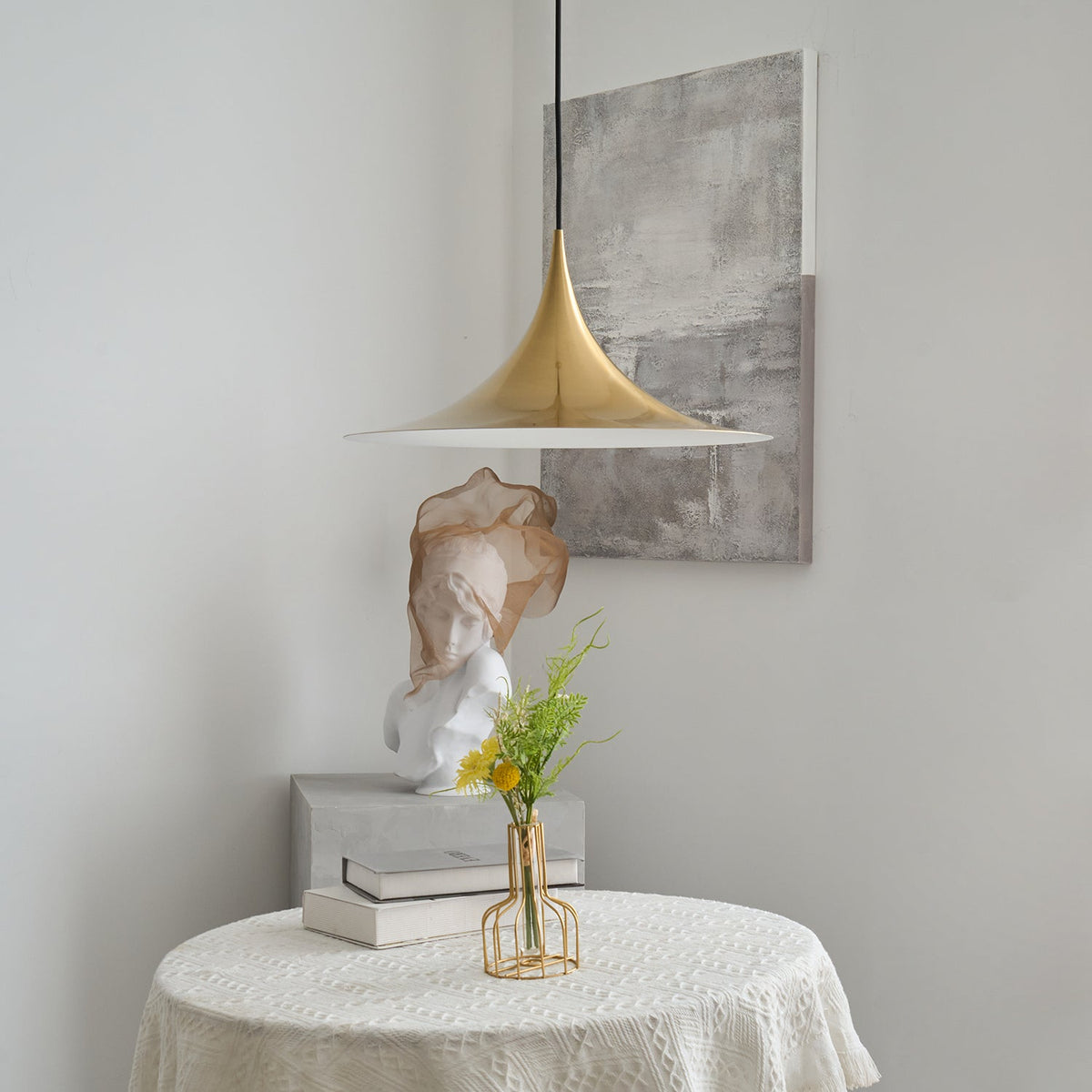 Semi Arch Pendant Light – Designer Aluminum Swag Lamp for Dining & Living Spaces