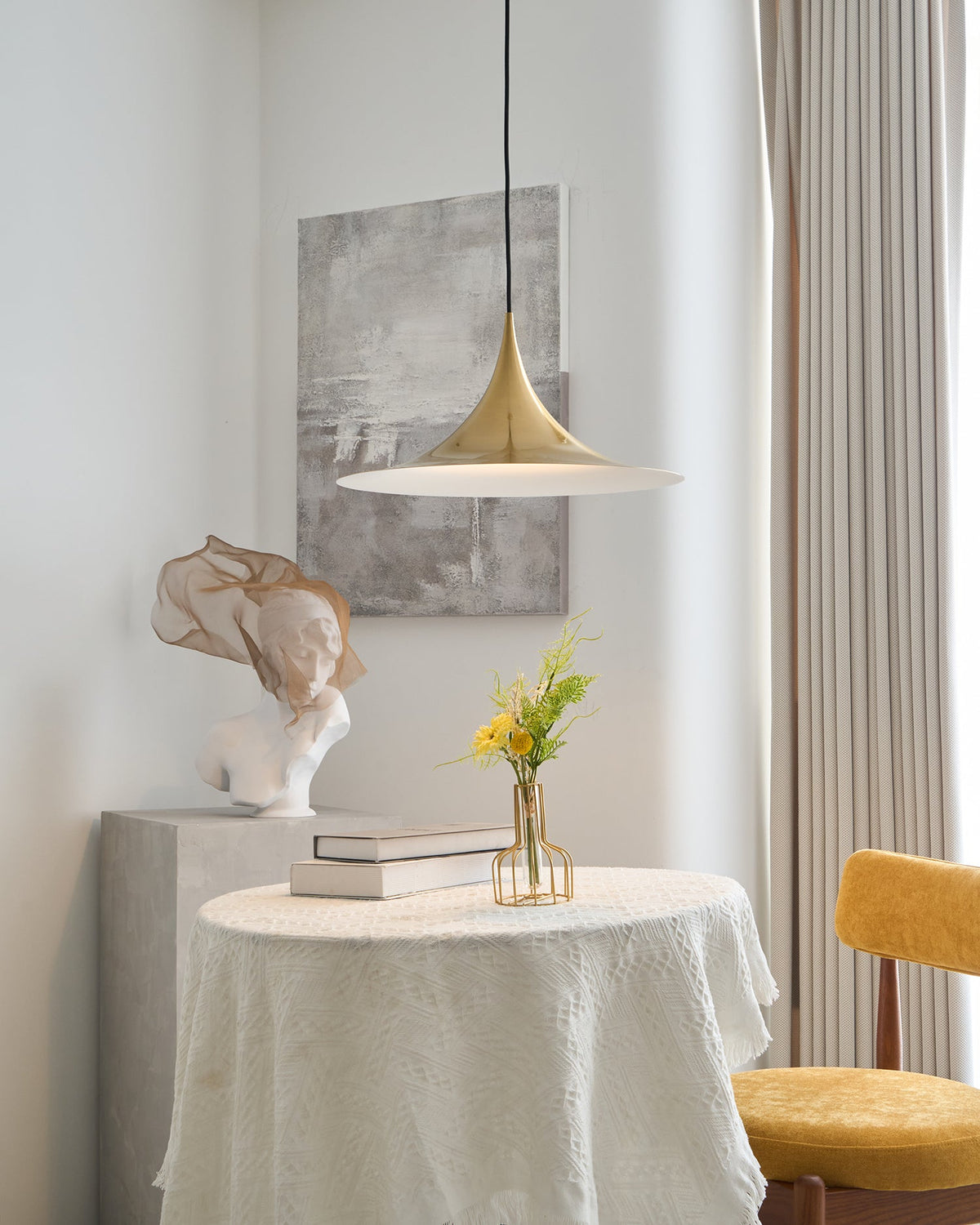 Semi Arch Pendant Light – Designer Aluminum Swag Lamp for Dining & Living Spaces