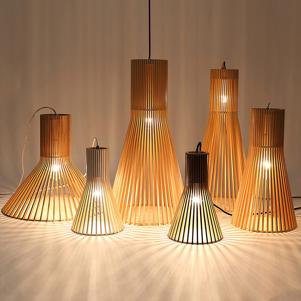 Trumpet Wood Art Pendant Light