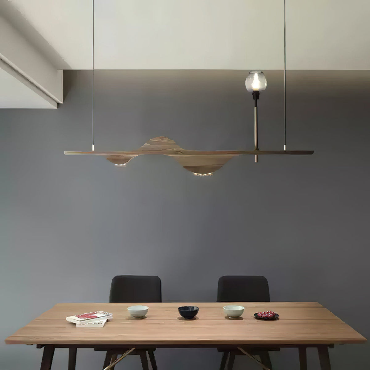 Tsunami Wave Wooden Chandelier for Modern Interiors