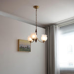 Tulips Glass Wood Chandelier – Modern Brass Pendant Light for Dining Room