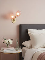Tulyn Bloom Wall Sconce in Blush Pink Glass and Gold Metal