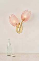 Tulyn Bloom Wall Sconce in Blush Pink Glass and Gold Metal