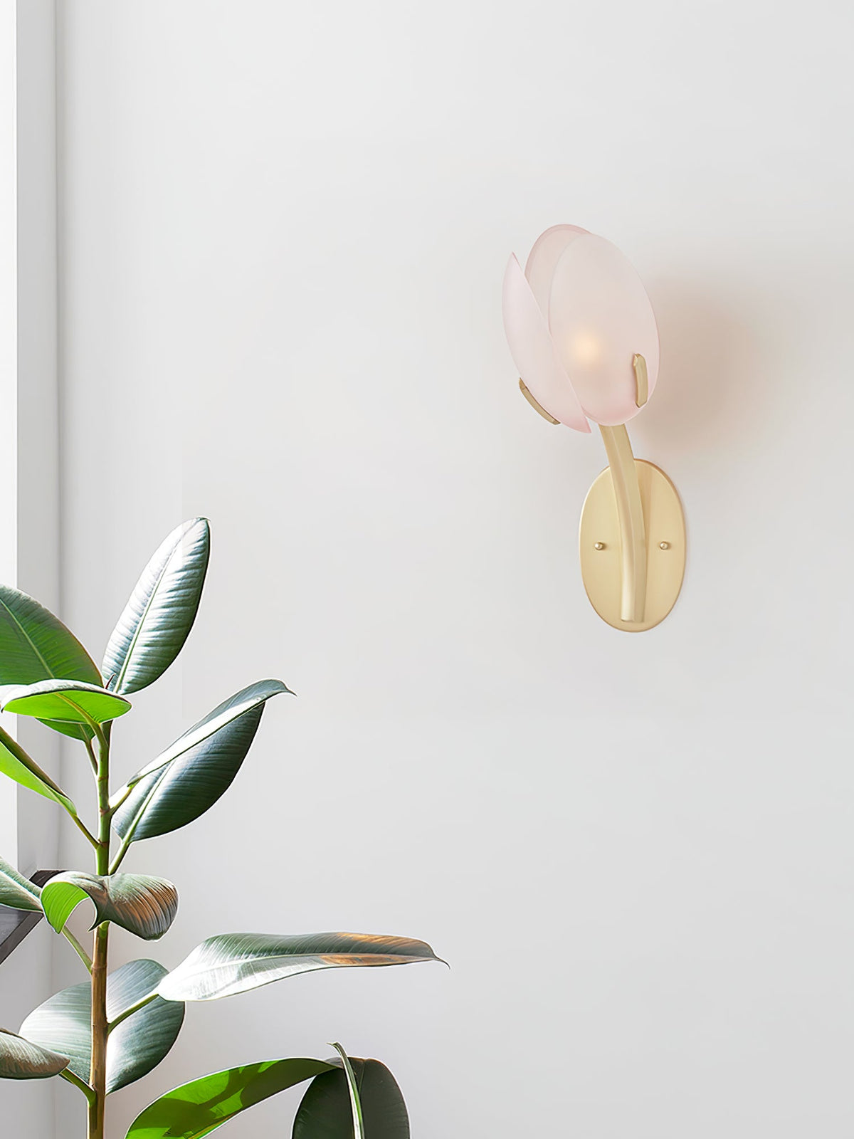 Tulyn Bloom Wall Sconce in Blush Pink Glass and Gold Metal