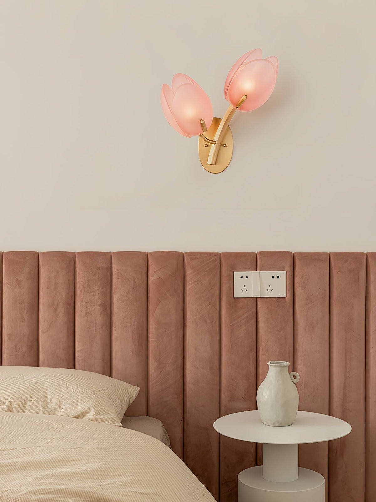Tulyn Bloom Wall Sconce in Blush Pink Glass and Gold Metal