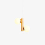 Tupelo Double Pendant Light in Wood and Glass for Dining Room and Living Room