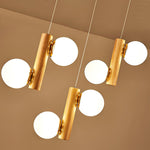 Tupelo Double Pendant Light in Wood and Glass for Dining Room and Living Room