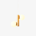 Tupelo Double Pendant Light in Wood and Glass for Dining Room and Living Room