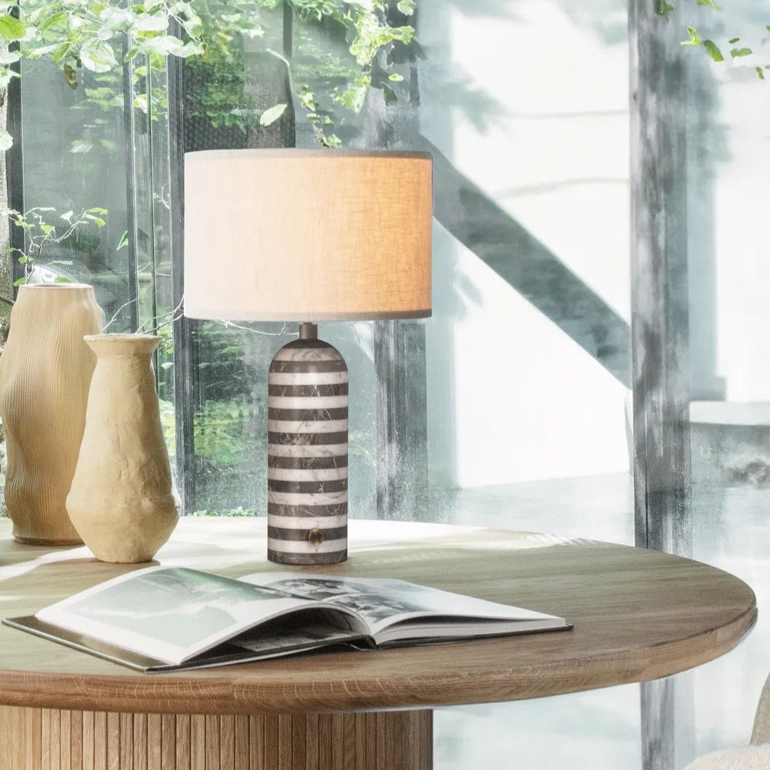 Tuxedo Marble Table Lamp – Modern Monochrome Accent Light for Bedroom and Living Room