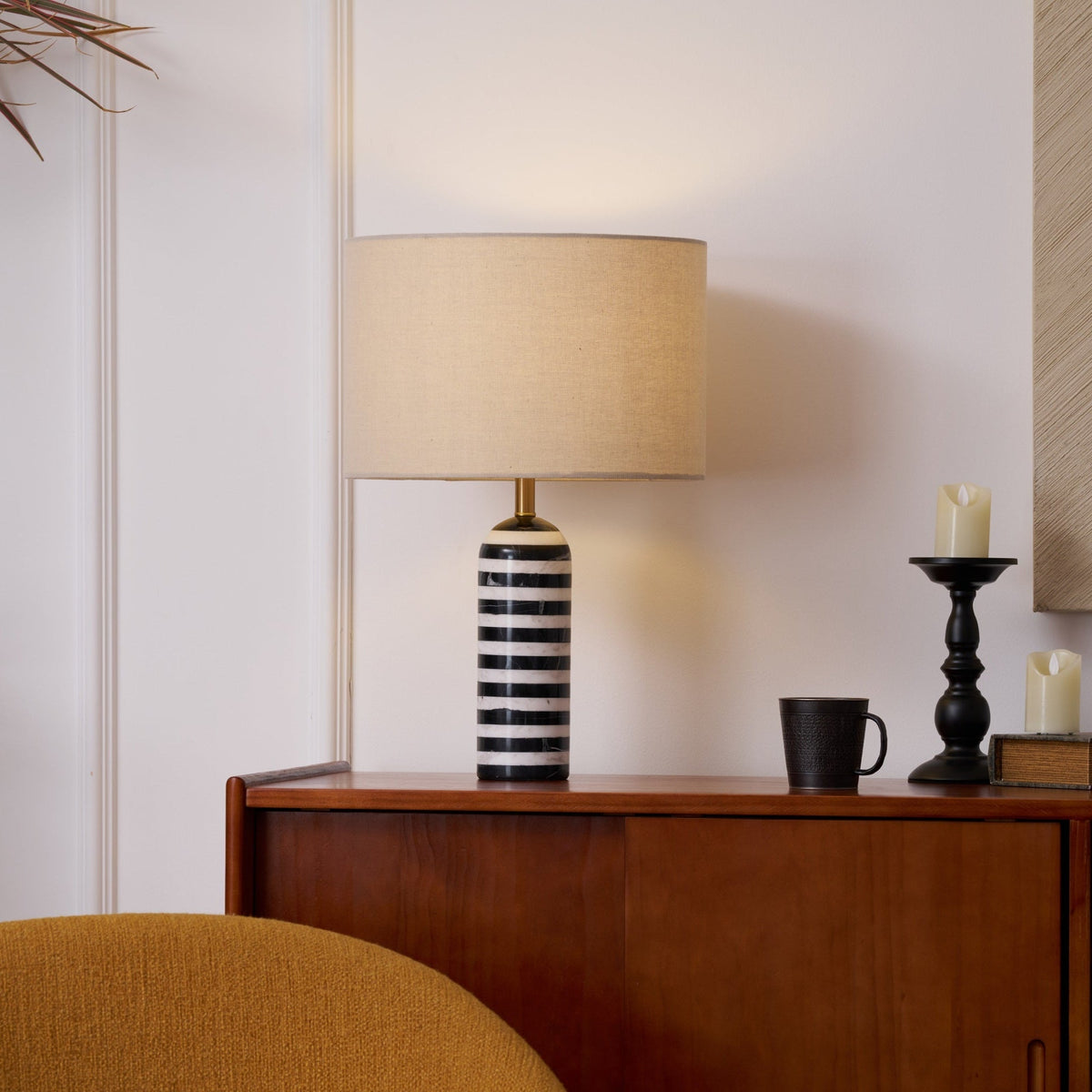 Tuxedo Marble Table Lamp – Modern Monochrome Accent Light for Bedroom and Living Room