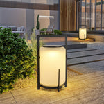 Twilight Lantern Solar Table Lamp – Stainless Steel & Glass Outdoor LED Light