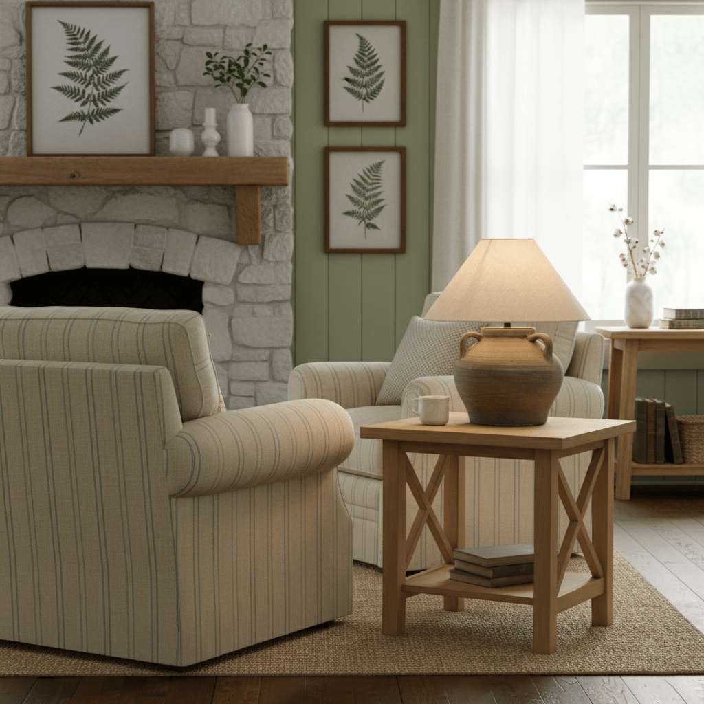 Artisan Ceramic Table Lamp with Linen Shade for Modern Interiors