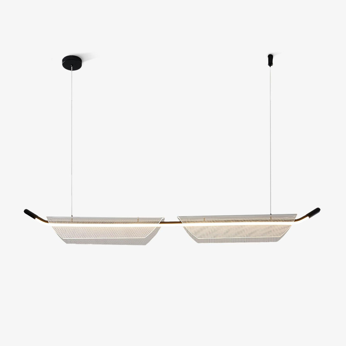 Two Boats Acrylic LED Pendant Light, Linear Modern Chandelier for Kitchen Island and Dining Room