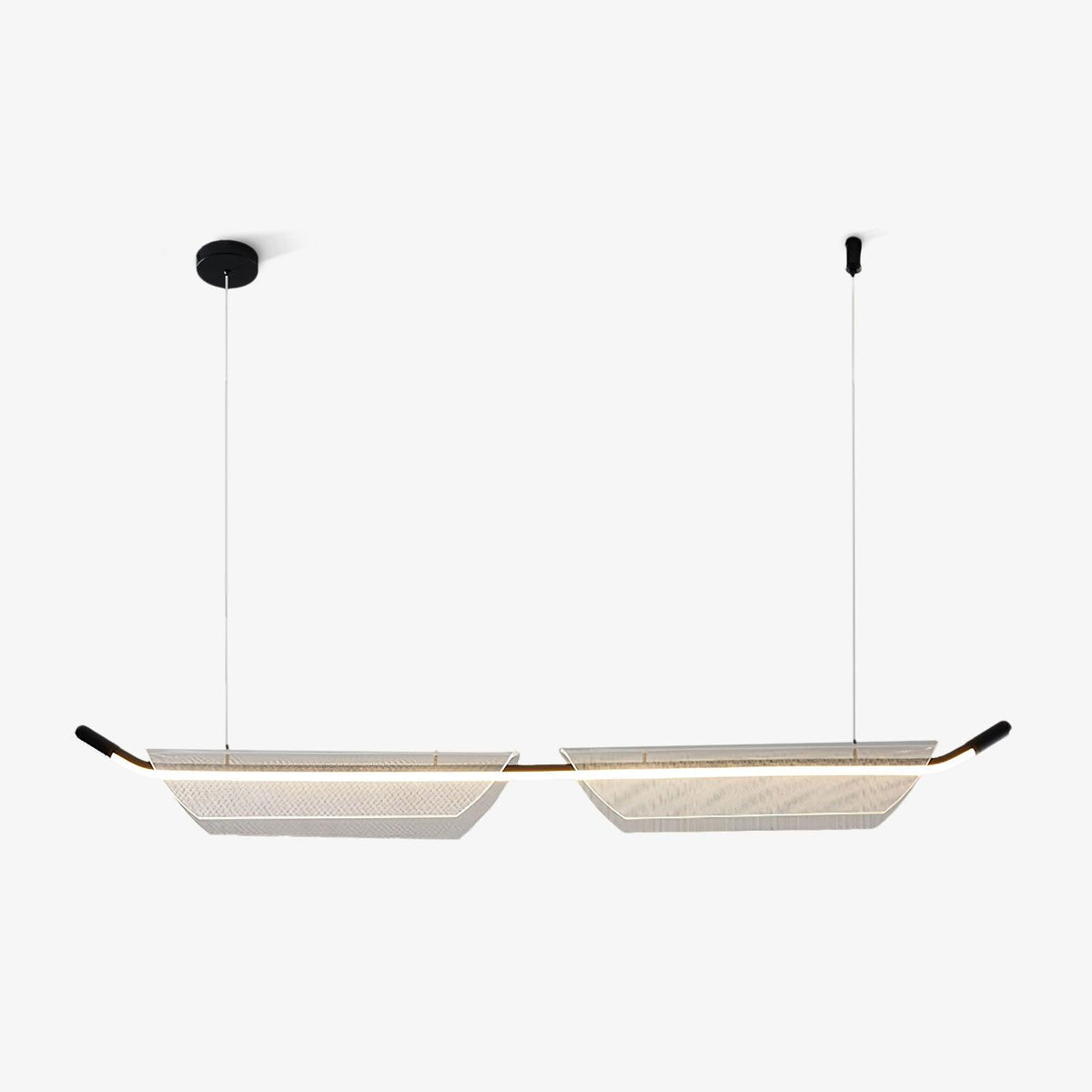 Two Boats Acrylic LED Pendant Light, Linear Modern Chandelier for Kitchen Island and Dining Room