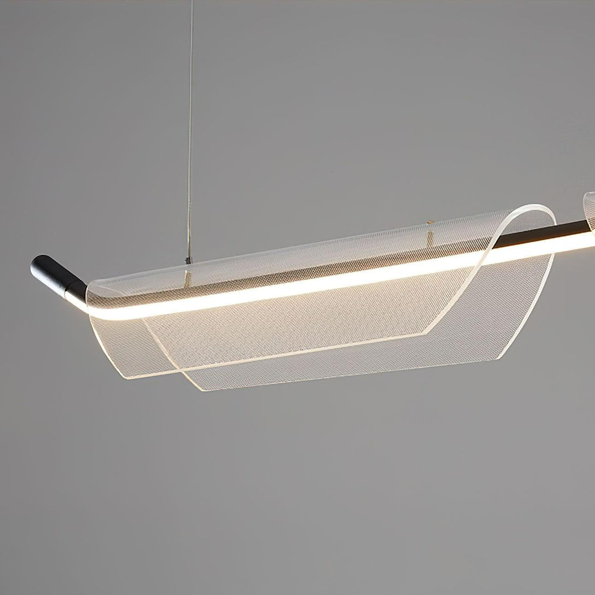 Two Boats Acrylic LED Pendant Light, Linear Modern Chandelier for Kitchen Island and Dining Room