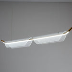 Two Boats Acrylic LED Pendant Light, Linear Modern Chandelier for Kitchen Island and Dining Room