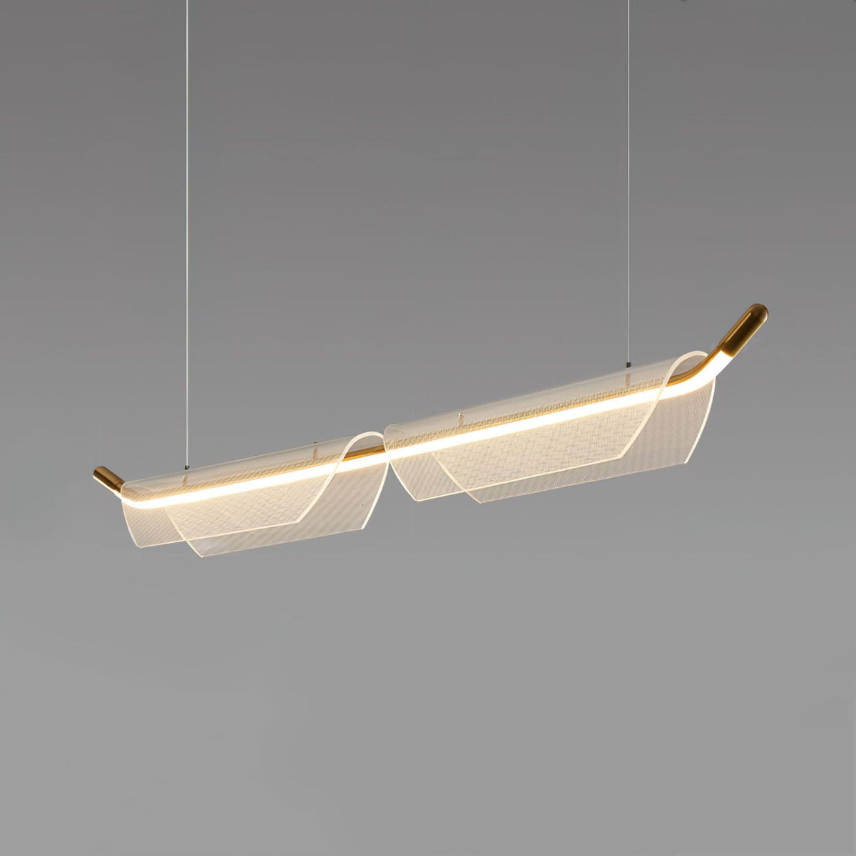 Two Boats Acrylic LED Pendant Light, Linear Modern Chandelier for Kitchen Island and Dining Room