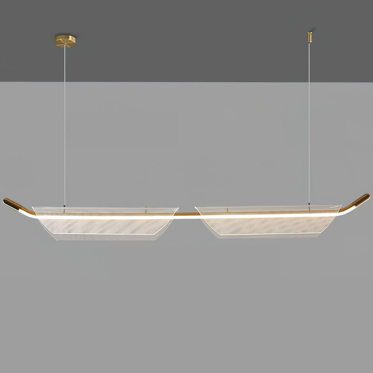 Two Boats Acrylic LED Pendant Light, Linear Modern Chandelier for Kitchen Island and Dining Room