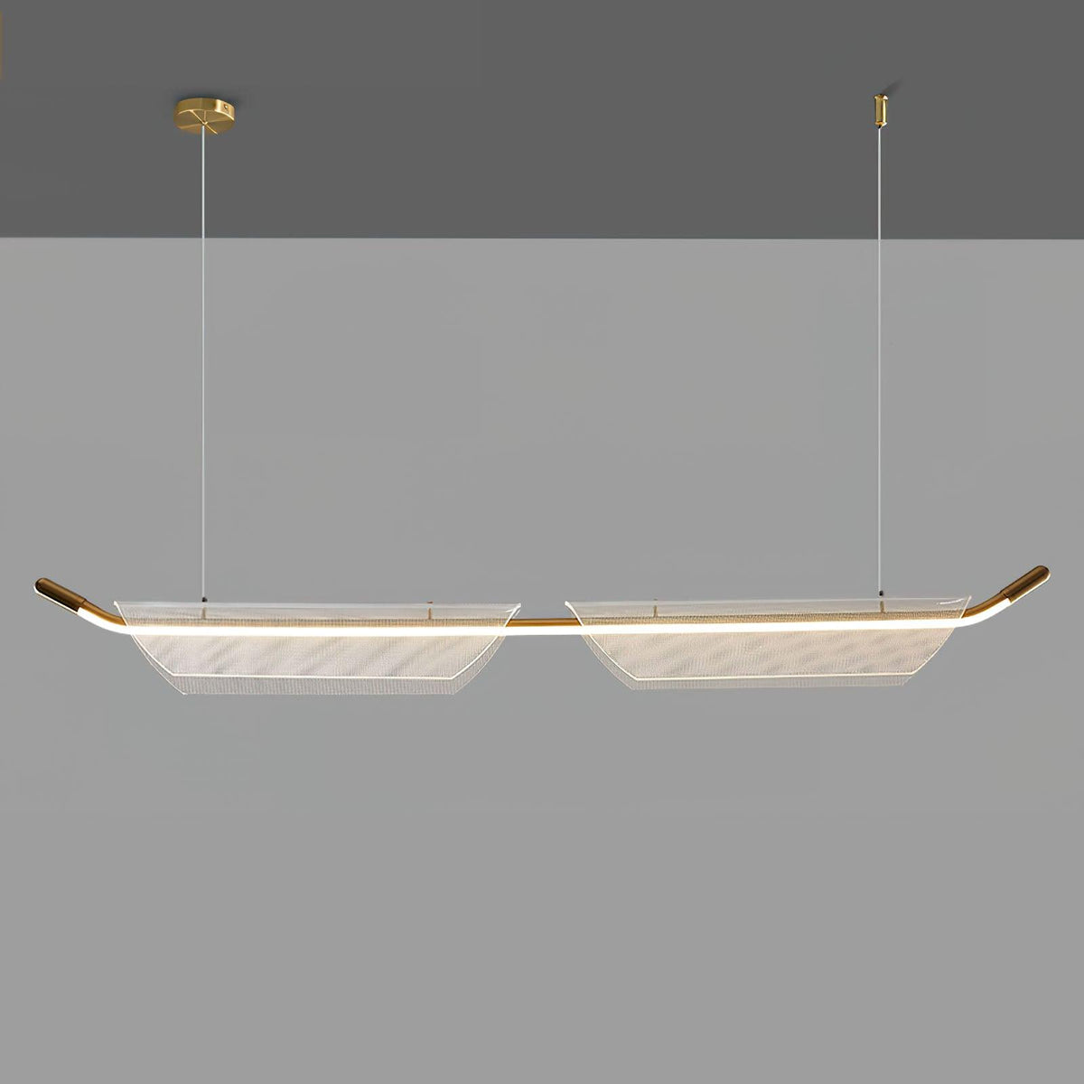 Two Boats Acrylic LED Pendant Light, Linear Modern Chandelier for Kitchen Island and Dining Room