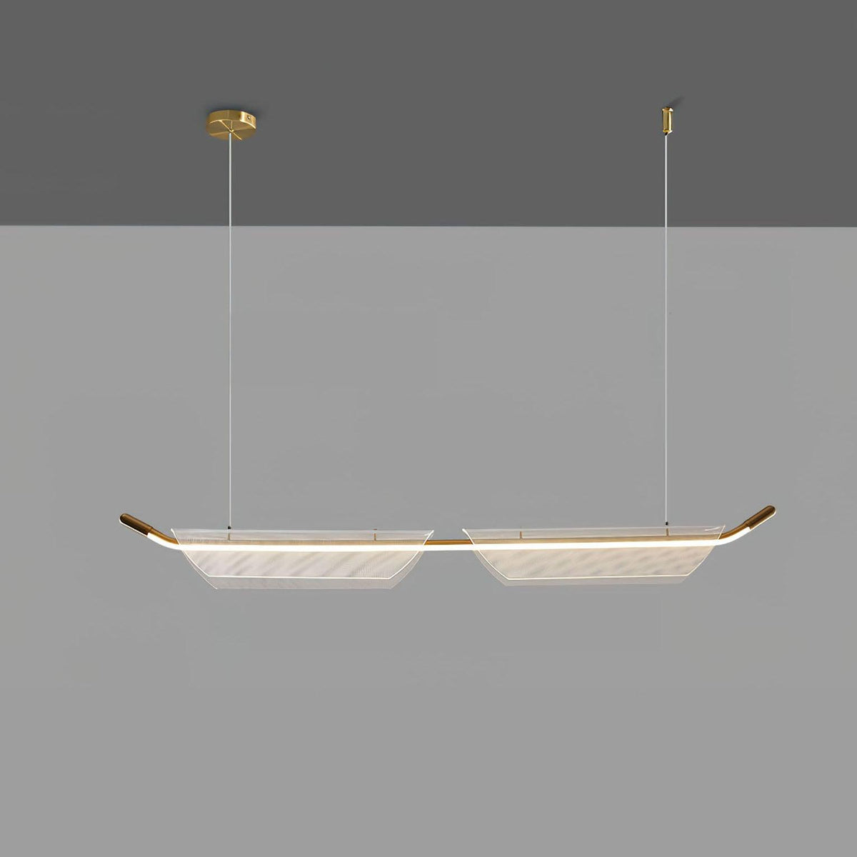 Two Boats Acrylic LED Pendant Light, Linear Modern Chandelier for Kitchen Island and Dining Room