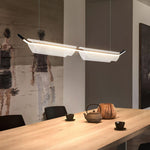 Two Boats Acrylic LED Pendant Light, Linear Modern Chandelier for Kitchen Island and Dining Room