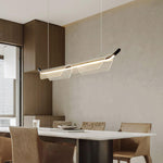 Two Boats Acrylic LED Pendant Light, Linear Modern Chandelier for Kitchen Island and Dining Room