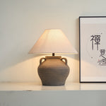 Artisan Ceramic Table Lamp with Linen Shade for Modern Interiors
