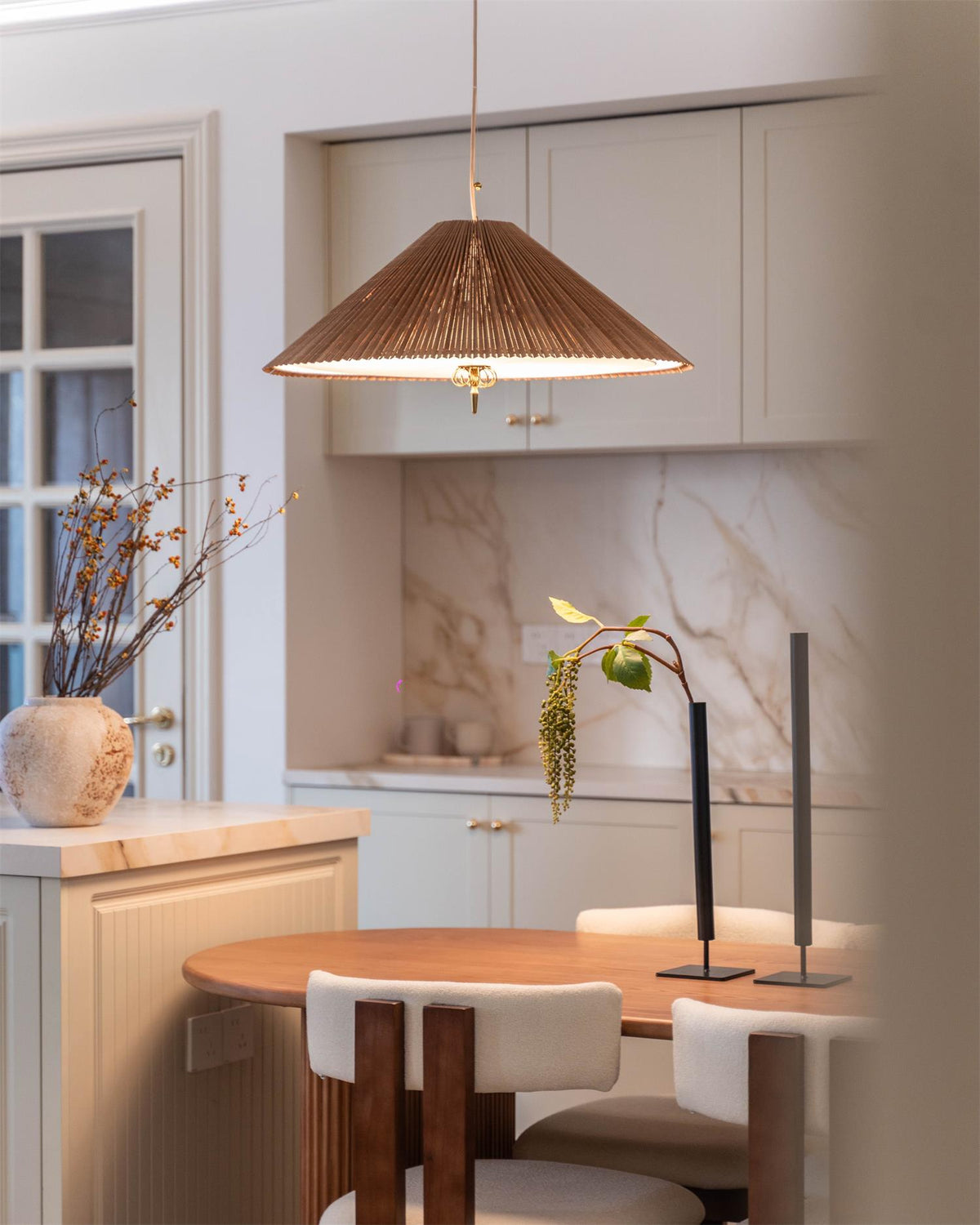 Tynellia Pendant Light – Natural Bamboo & Brass Nordic Pendant Lamp