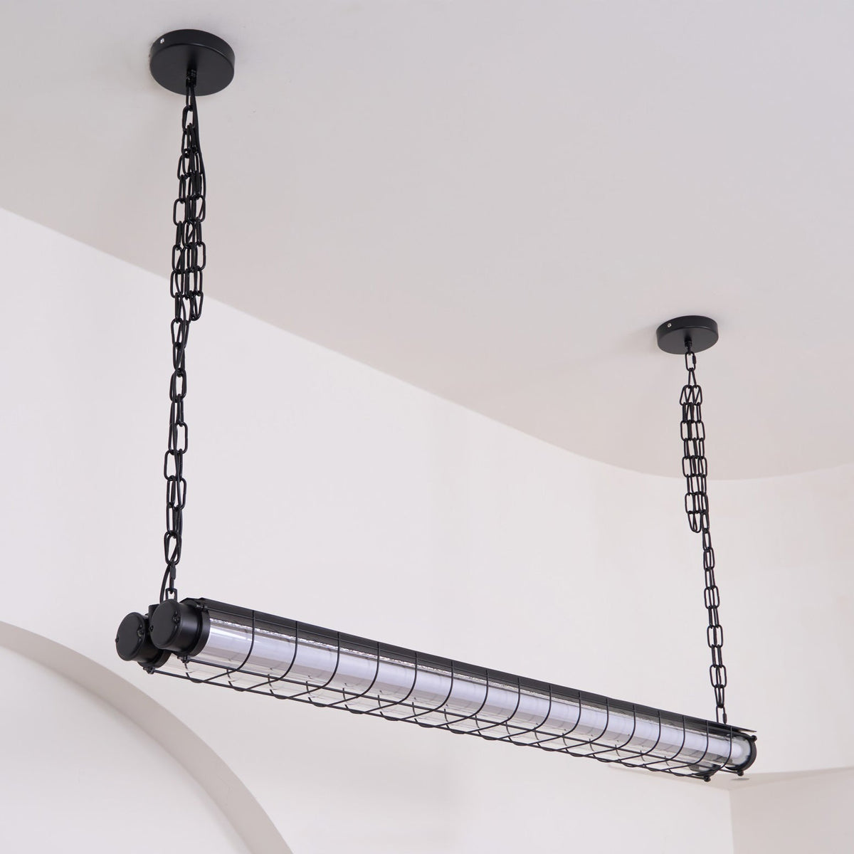 Linear Glass Chandelier with Integrated LED – Modern Kitchen Island Lighting