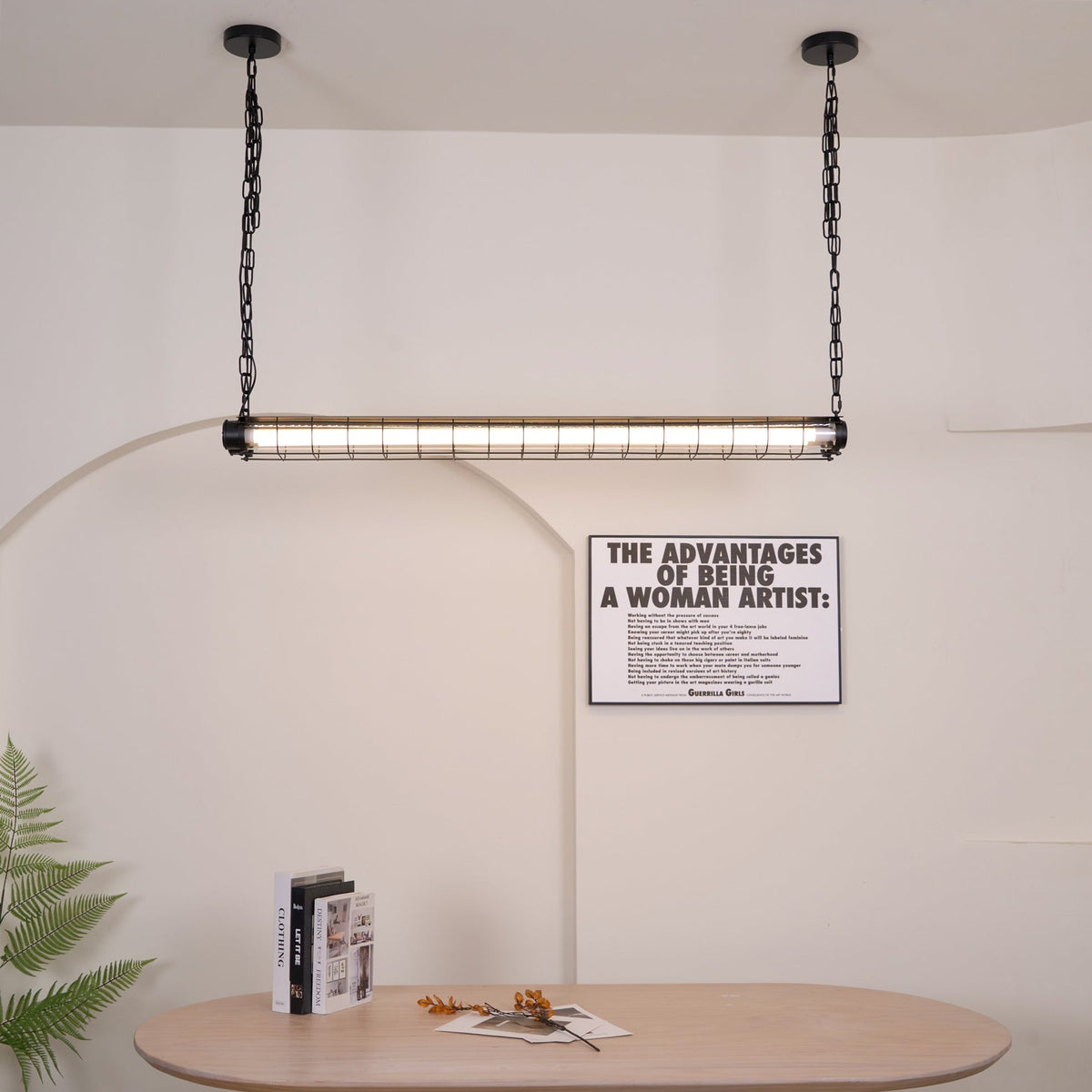 Linear Glass Chandelier with Integrated LED – Modern Kitchen Island Lighting