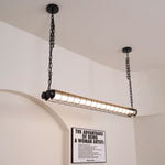 Linear Glass Chandelier with Integrated LED – Modern Kitchen Island Lighting