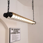 Linear Glass Chandelier with Integrated LED – Modern Kitchen Island Lighting