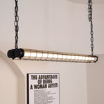 Linear Glass Chandelier with Integrated LED – Modern Kitchen Island Lighting