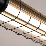 Linear Glass Chandelier with Integrated LED – Modern Kitchen Island Lighting
