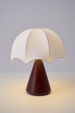 Umbrella Silk Table Lamp – Cordless LED with Walnut Base