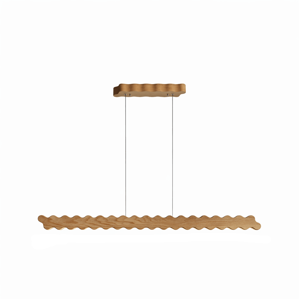 Undara Wave Linear LED Pendant Light in Wood Finish
