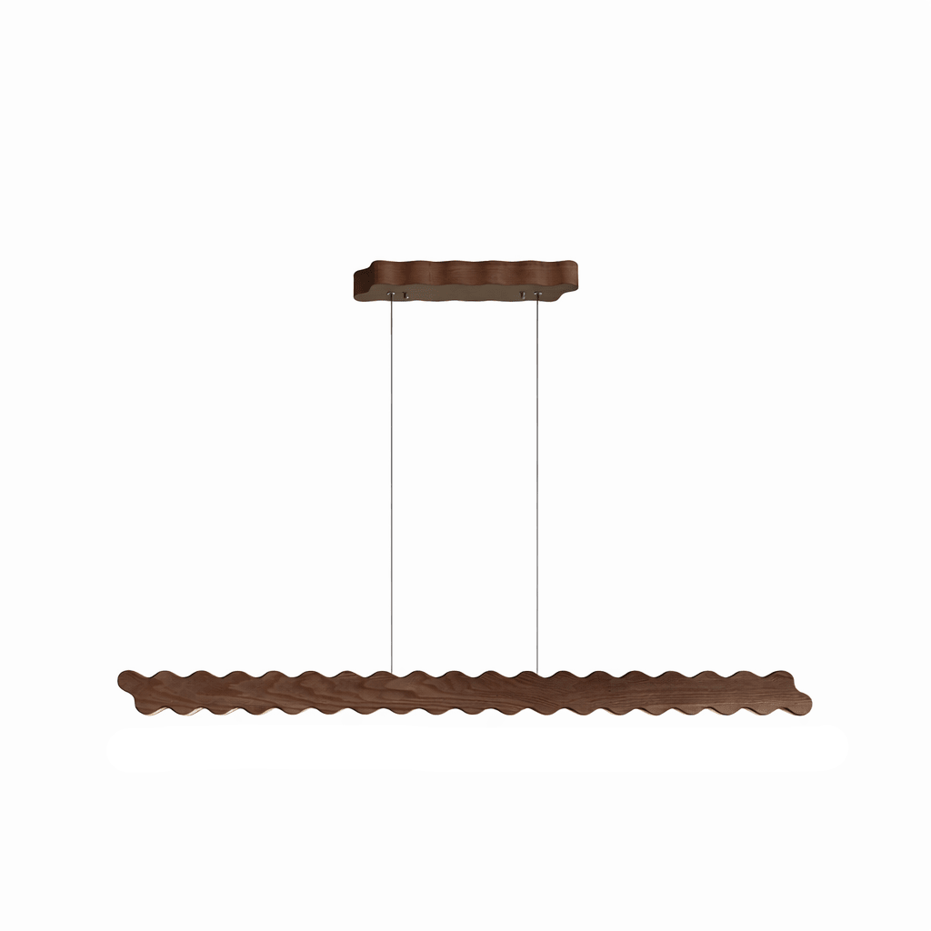 Undara Wave Linear LED Pendant Light in Wood Finish