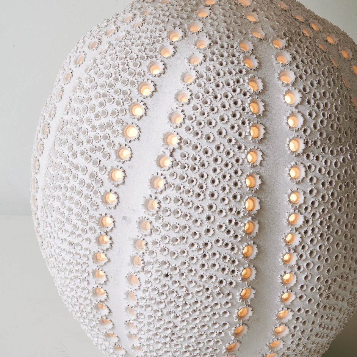 Urchin Sculptural Ceramic Table Lamp with Linen Shade