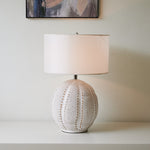 Urchin Sculptural Ceramic Table Lamp with Linen Shade