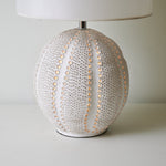 Urchin Sculptural Ceramic Table Lamp with Linen Shade