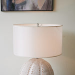 Urchin Sculptural Ceramic Table Lamp with Linen Shade
