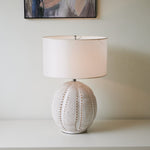 Urchin Sculptural Ceramic Table Lamp with Linen Shade