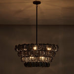 Uroko Glass Disc Chandelier in Warm Brass for Modern Interiors