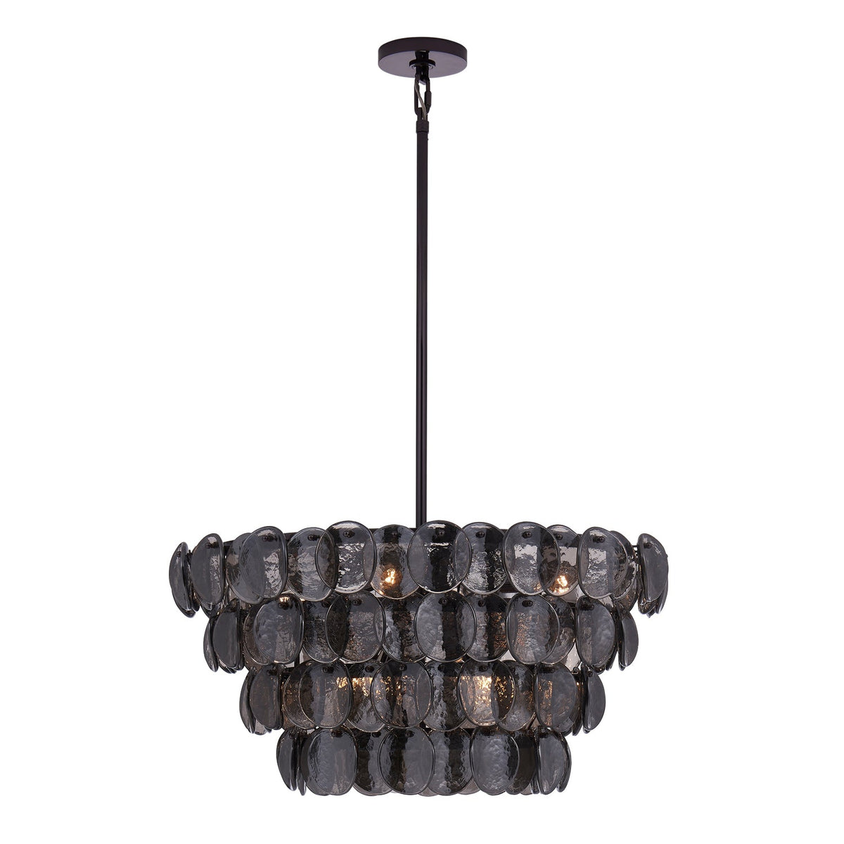 Uroko Glass Disc Chandelier in Warm Brass for Modern Interiors