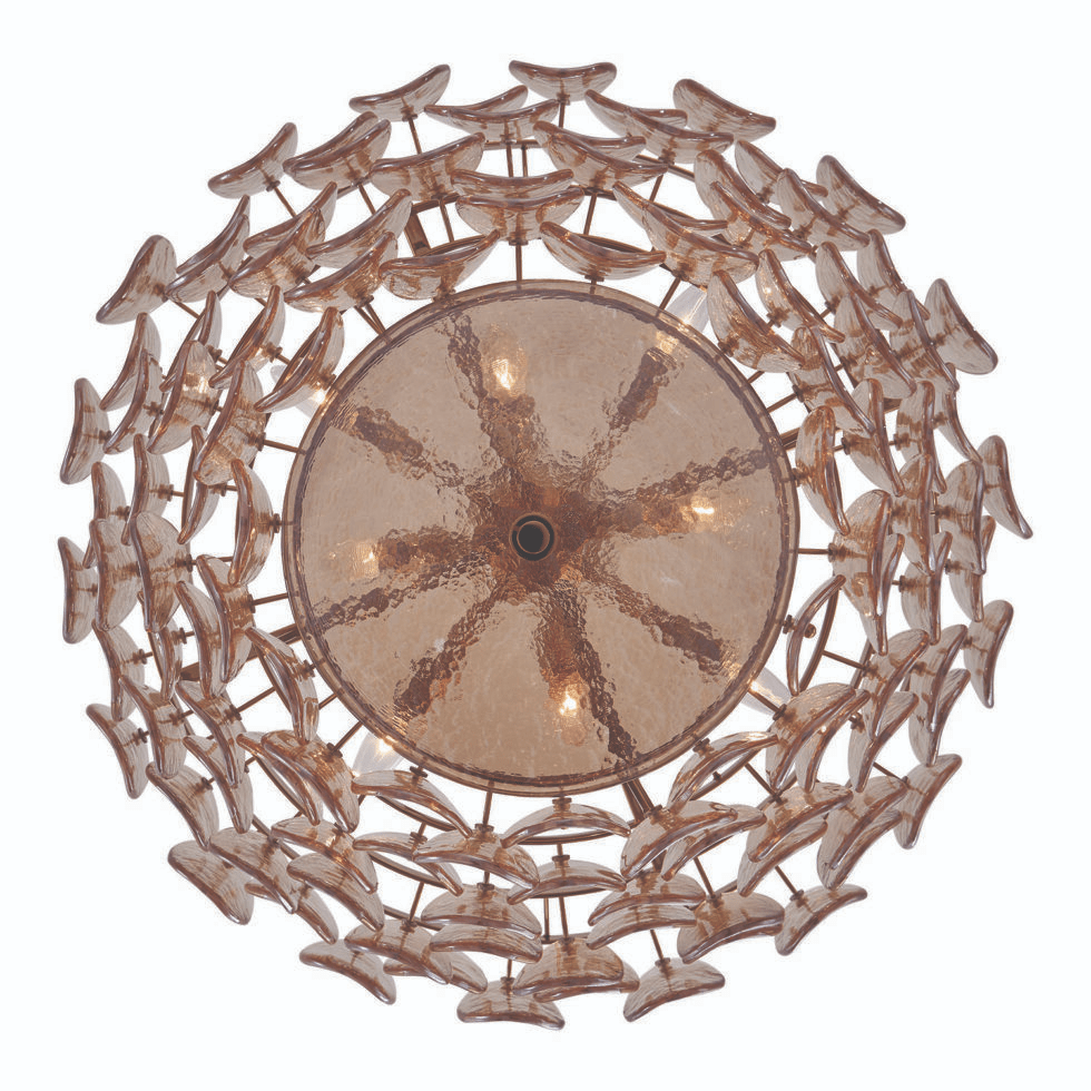 Uroko Glass Disc Chandelier in Warm Brass for Modern Interiors