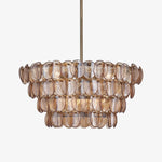 Uroko Glass Disc Chandelier in Warm Brass for Modern Interiors