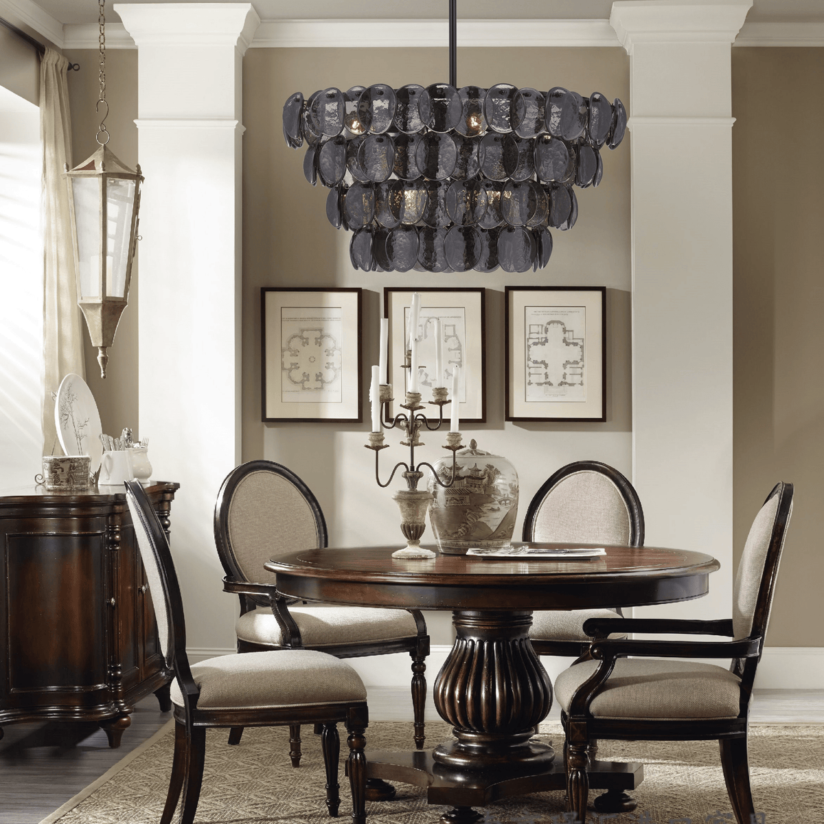 Uroko Glass Disc Chandelier in Warm Brass for Modern Interiors