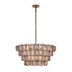 Uroko Glass Disc Chandelier in Warm Brass for Modern Interiors