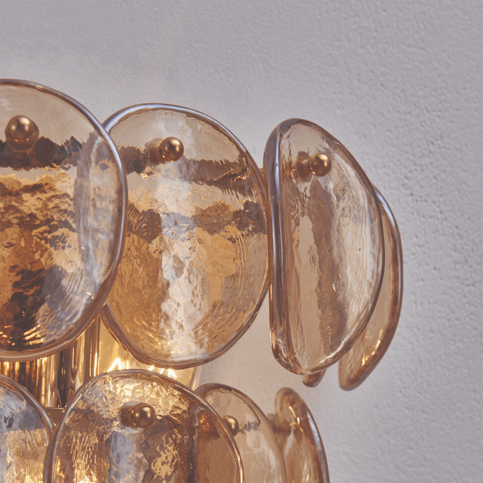 Uroko Wall Sconce in Warm Brass with Glass Discs